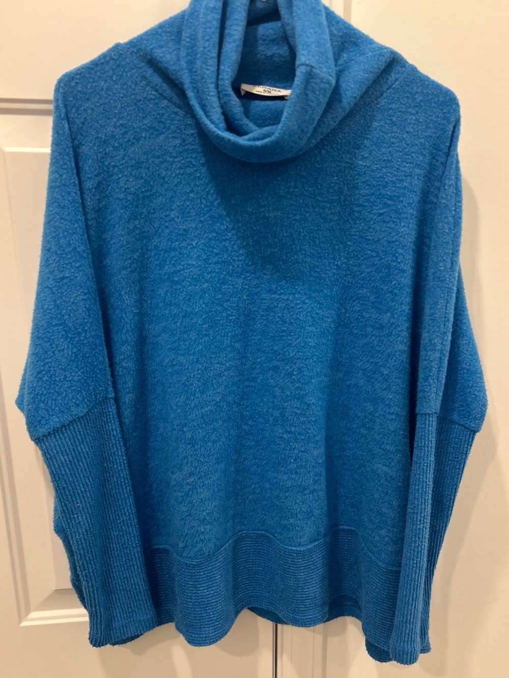 Zenana Cowl Neck Sweater Blue Oversized Cozy Knit Size S/M